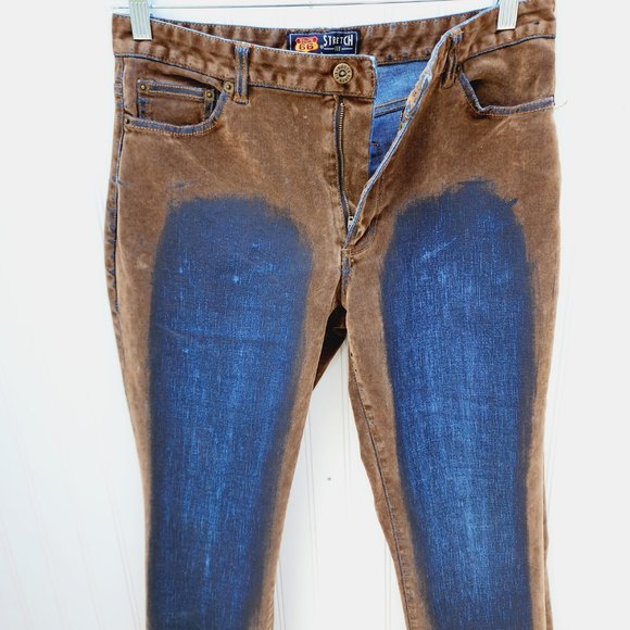 Route 66 Women Stretch Fit Jeans Size 12 Brown Velvet Faded /Distressed Design - Picture 10 of 10
